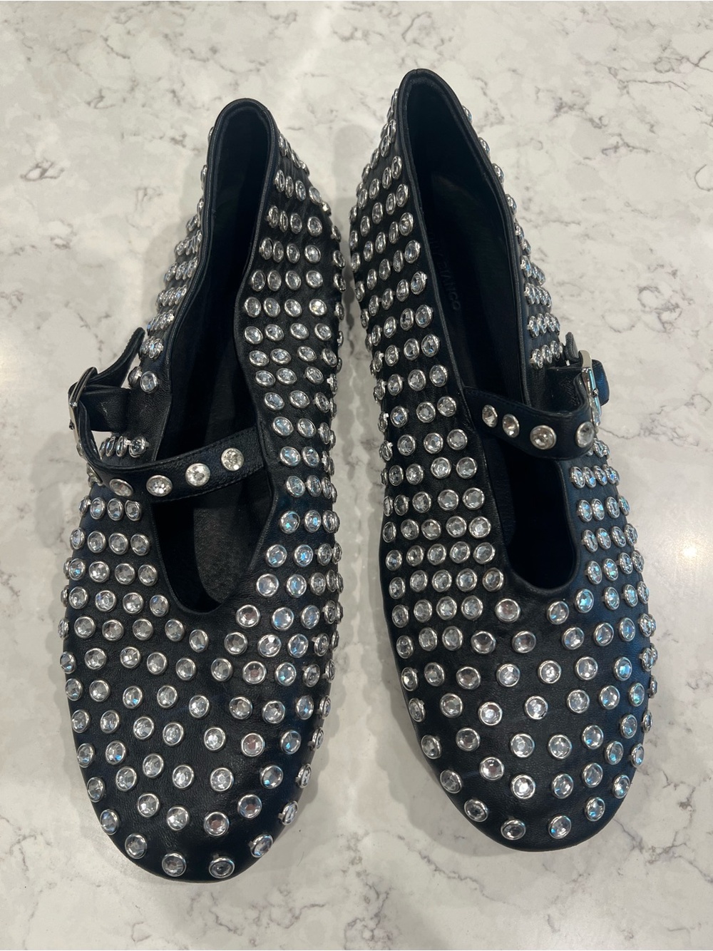 Tony Bianco Black Studded Mary Jane Flats